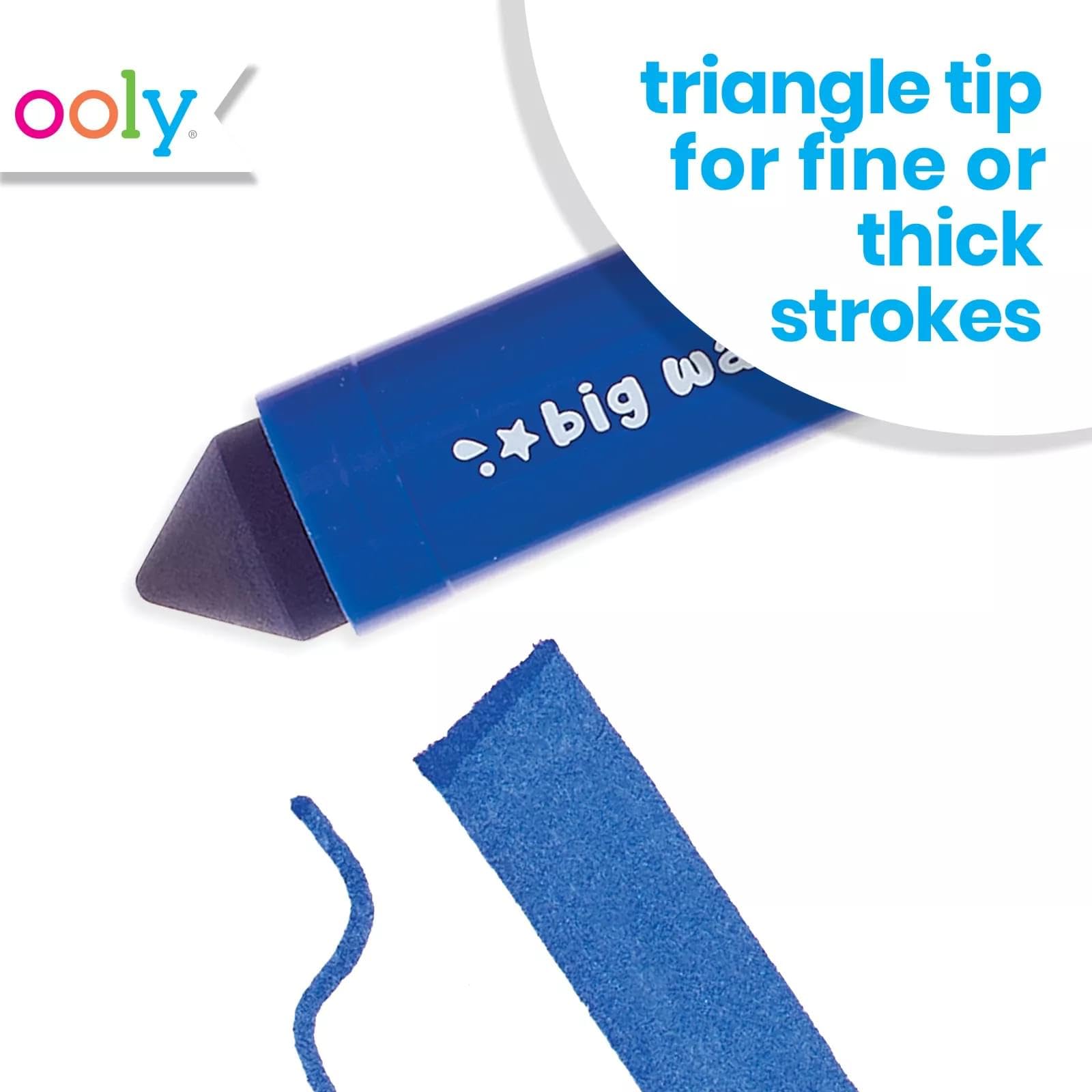 Ooly Thick Washable Toddler Markers with Jumbo Grip, Mighty Mega Triangle Tip Markers for Toddlers with Jumbo Barrel, Perfect for Little Hands, Back to School Supplies - TRIANGLE TIP