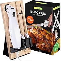 NutriChef Electric Carving Knife, Kitchen Knives, Portable Electrical Knife Set with Carving Blades & Wood Carving Stand Grea
