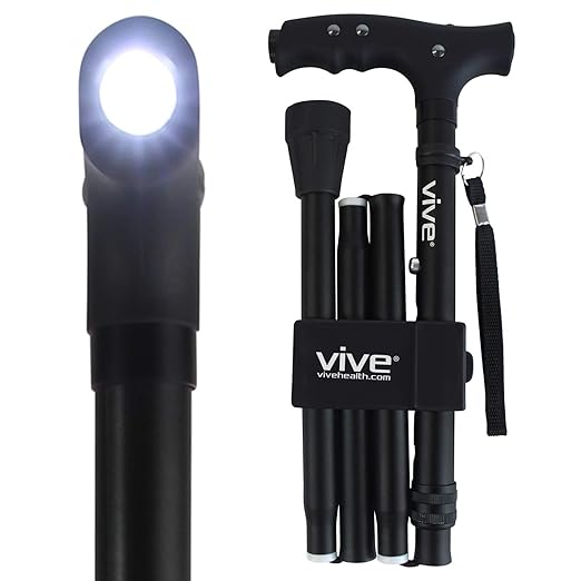Vive LED Folding Cane with Light Adjustable, Lightweight Collapsible