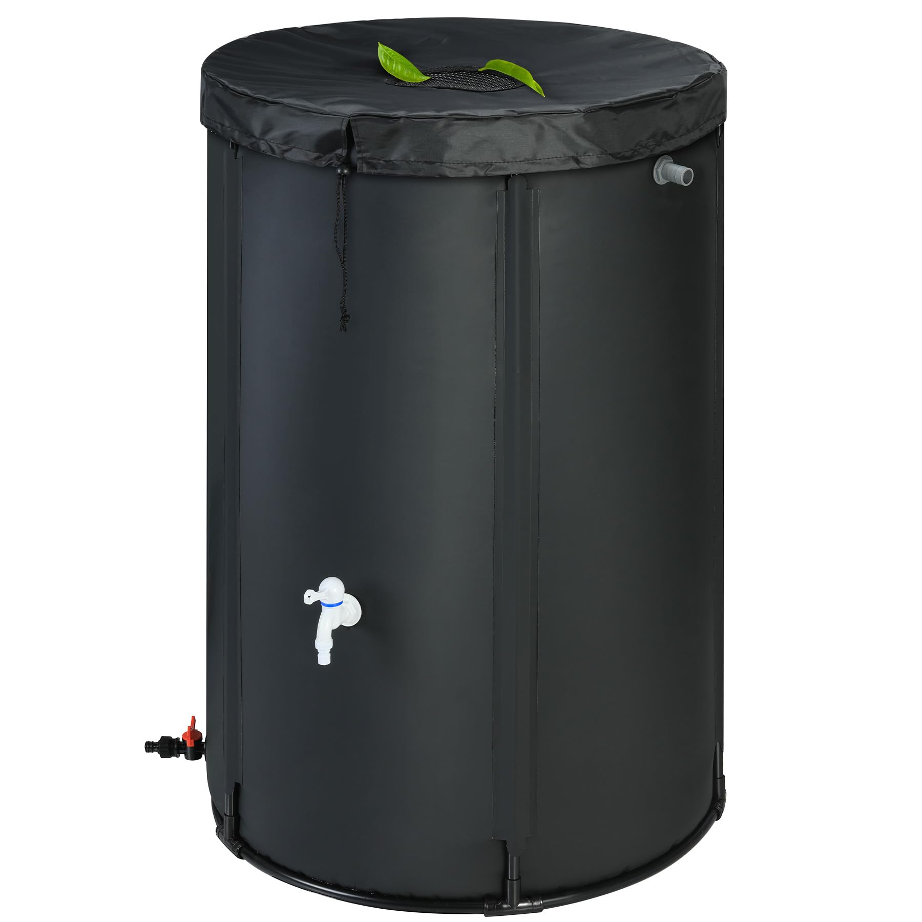 Photo 1 of Rihogar 100 Gallon Rain Barrel Water Tank - Portable Collapsible Rain Water Collection Barrel - Large Water Storage Tank - Stable Water Barrels Rain Catcher with Spigot Overflow Kit, Black