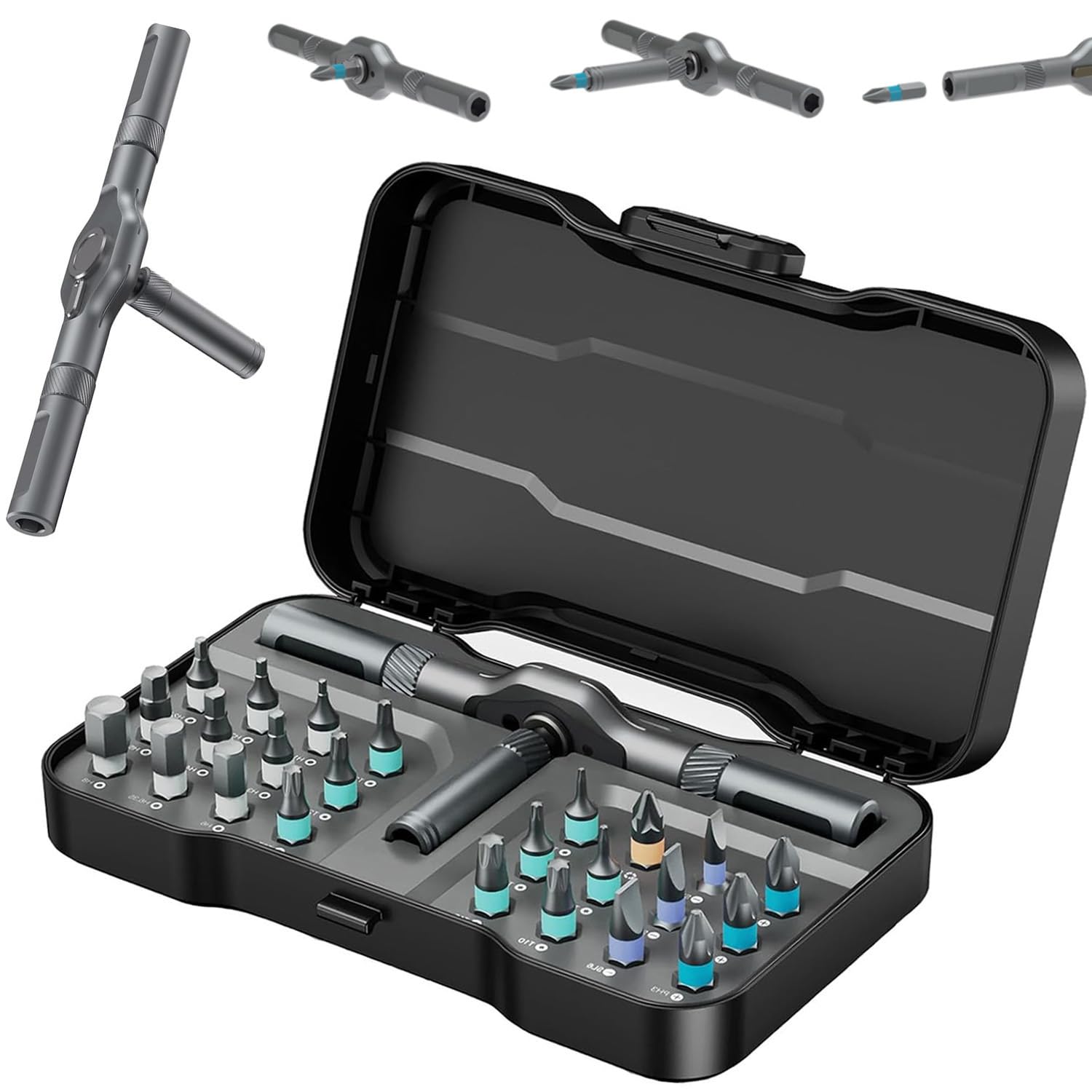 View 1 of 24 in 1 Magnetic Ratchet Screwdriver Set, Upgrade DIY Screwdriver 24 in 1 Multi Bit Magnetic Drive Set with Detachable Ratchet Handle, Multipurpose Repair Tool Kit for Furniture Computer Bicycle