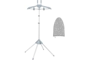 CINPIUK Garment Steamer Rack & Garment Ironing Glove for Steaming Clothes, Adjustable StandingGarment Hanger Handled Mini Ironing Board, Hanging Steamer Ironing Accessories for Clothes, Grey