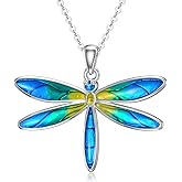 VONALA Dragonfly Necklace Sterling Silver Dragonfly Pendant Necklaces Insect Jewelry Gifts for Women