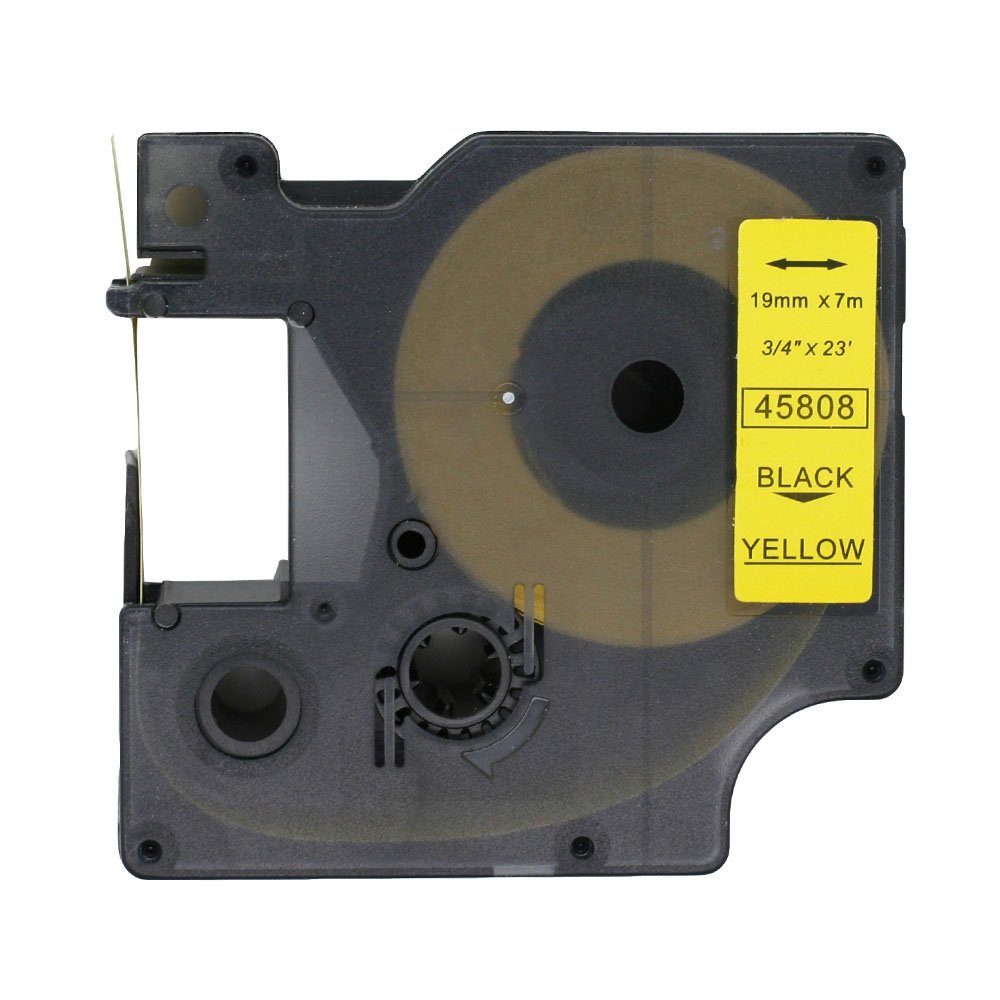 BROVACS 1 Pack Black on Yellow Label Tape Compatible for DYMO D1 45808 19mm 3/4" OPA2308