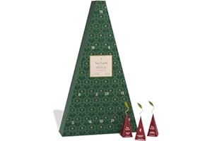 Tea Forte Herbal Tea Advent Calendar Gift Set; 24 Individually Wrapped Handcrafted Assorted Pyramid Infuser Tea Bags with Numbered Doors, Warming Joy (Herbal)