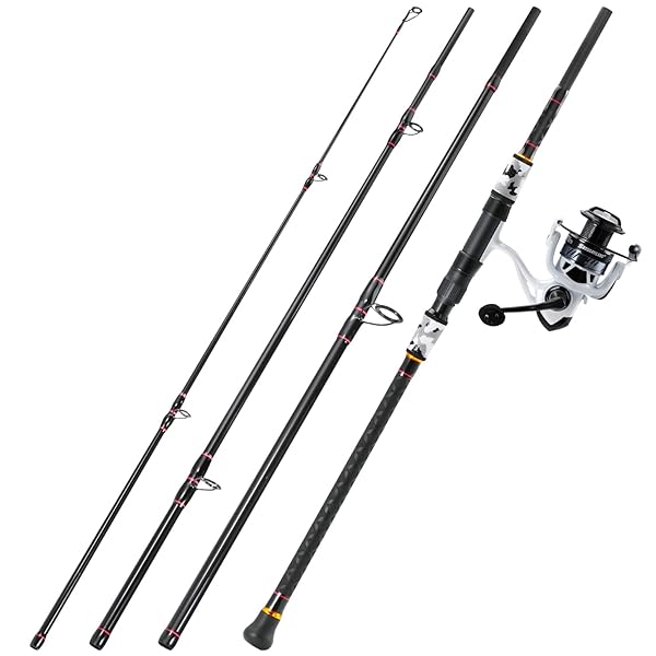 SOUGAYILANG SURF FISHING ROD AND REEL COMBO, 4 PIECE MH/H SALTWATER FISHING COMBO WITH 5000 SIZE SPINNING REEL