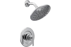 Moen Gibson Chrome Posi-Temp Pressure Balancing Modern Shower Trim with 8-Inch Rain Shower Head, Valve Required, T3002EP