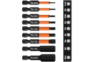 9 Pcs Magnetic Allen Key Drill Bit Set, H1.5-H10 50mm Metric Inner Impact Driver Hex Head, 1/4 inch Hex Shank Impact Hex Bits