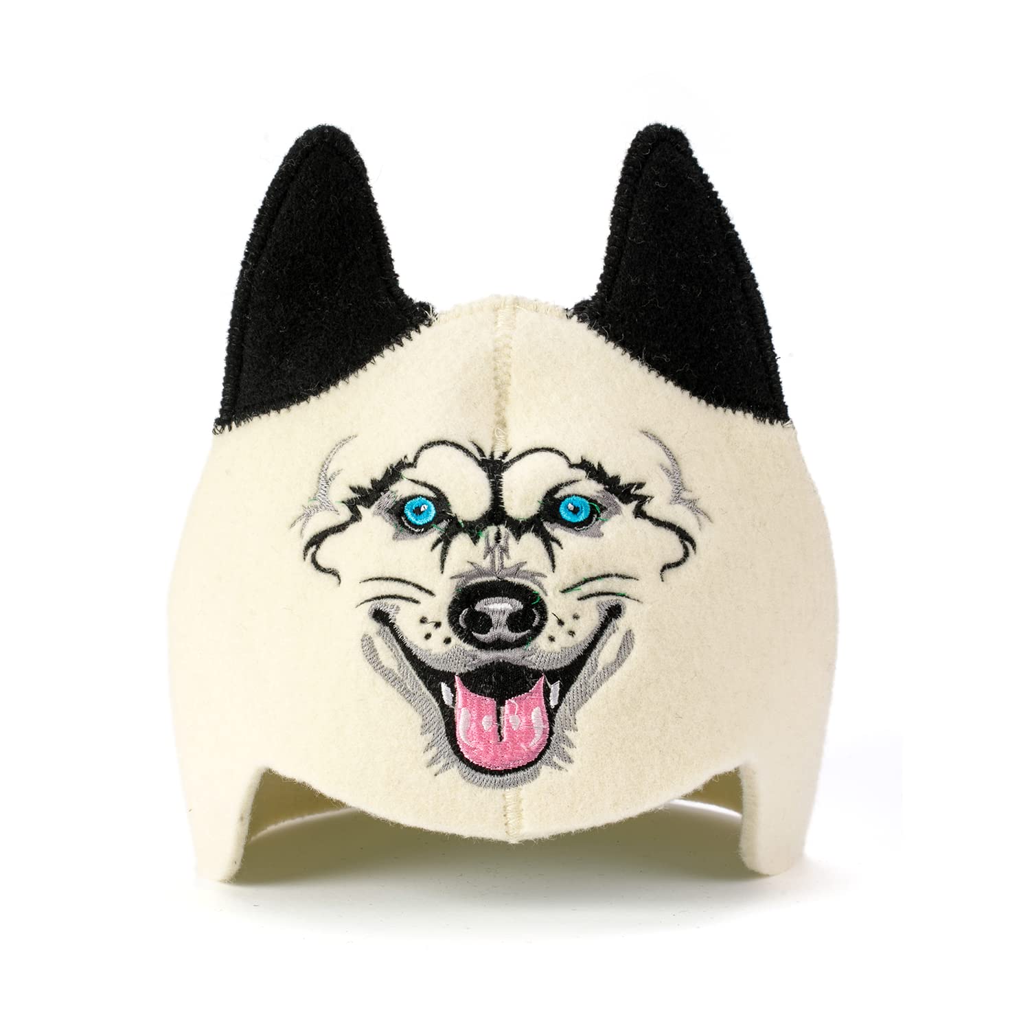 Natural Textile Kids Sauna Hat Wolf - 100% Organic Wool Felt Hats for Russian Banya - Protect Your Head from Heat - Sauna eBook Guide Included - with Embroidery