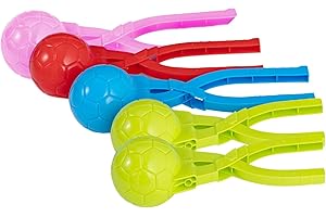 HELLORSO Snow Toys, Snowball Maker 5 Pack Ball Shaper Molds Snow Fights Tool Winter Toys Ball Clip Games Outdoor (Yellow)