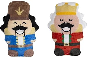 Pearhead Holiday Nutcrackers Cat Toy Set, Christmas Pet Owner Gift, Interactive Play Crinkle and Rattle Toys with Catnip Pouch, Holiday Cat Toy Set of 2