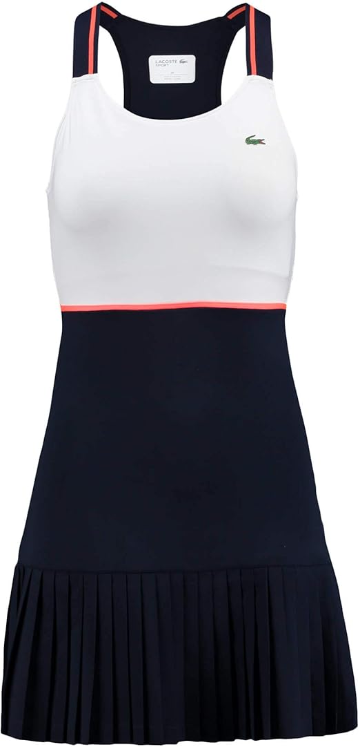 Lacoste Damen Tenniskleid Weiss Dunkelblau Amazon De Bekleidung