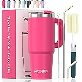 20 oz Tumbler with Handle,Tumbler with Lid and Straw,Double Wall Insulated Cup Stainless Steel Travel Mug(Cold for 34 Hours),Water Bottle for Iced Tea,Coffee,Cold Beverages(Gloss Pink)