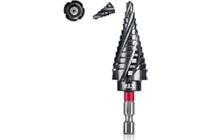 P.I.T. M35 Cobalt Step Drill Bit for Metal (Pro Max), Spiral Flute Unibit Step Drill Bit 3/16"-7/8" Impact Ready Wear-Resistant TiAlN Coated,1/4" Hex Shank for Metal, Stainless Steel, Aluminum ﻿