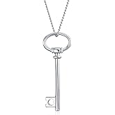 Bling Jewelry Simple Romantic Key to Your Heart Open Heart Key Necklace Pendant For Women Teens Girlfriend Yellow 14K Gold Plated .925 Sterling Silver