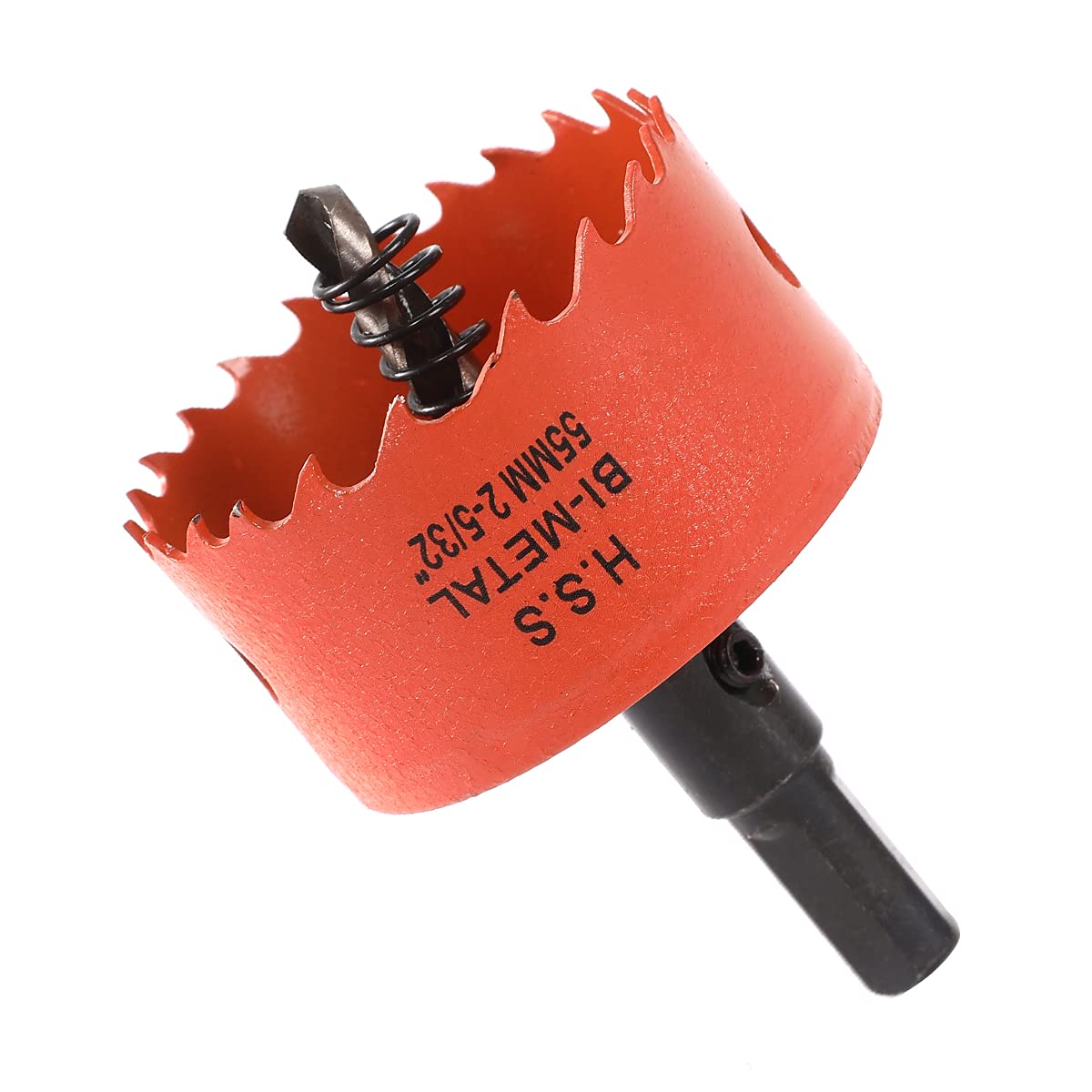 Dribotway Bi-Metal Hole Saw 2-5/32 Inch 55 mm, M42 HSS Quick Hole Cutter, with 1 Shank and 1 Drill, for Drywall Materials, Wood, Plastics and Metals, Cutting Depth, Red/black
