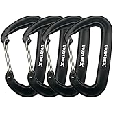 12KN Aluminum Carabiner Clip 4 Pack for Hammocks, 2700lbs Heavy Duty Large Clipping On Camping Accessories, Water Bottle,Backpacking and More - Black