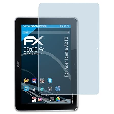 atFolix Schutzfolie kompatibel mit Acer Iconia A210 Folie, ultraklare FX Displayschutzfolie (2X)