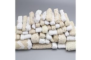 SORRENTO CRAFTS Cotton Ribbon Random Mixed Size White and Ivory Sewing Tassel Lace for DIY Clothes Dress Garment Accessories Crafts 12Yards 1Yard Per Piece