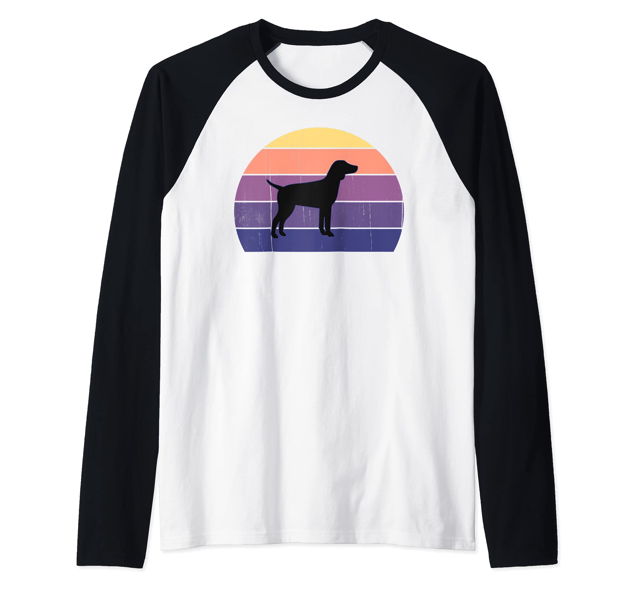 Cool Retro Sunset German Pointers - Great Dog Owner / Lover Raglan Baseball Tee
