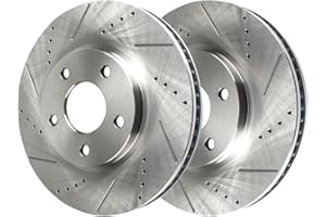 AUTO SHACK AutoShack Front Drilled Slotted Brake Rotors Silver Pair of 2 Driver and Passenger Side Replacement for 2006 2007 2008 2009 2010 2011 Chevrolet HHR 2.2L 2.4L FWD PR65124DSZPR