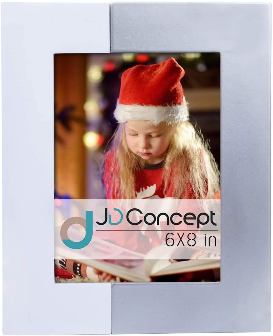 JD Concept 4x6 Solid Wood Picture Frame with Glass, Desk-top and Wall Mounted, Grey