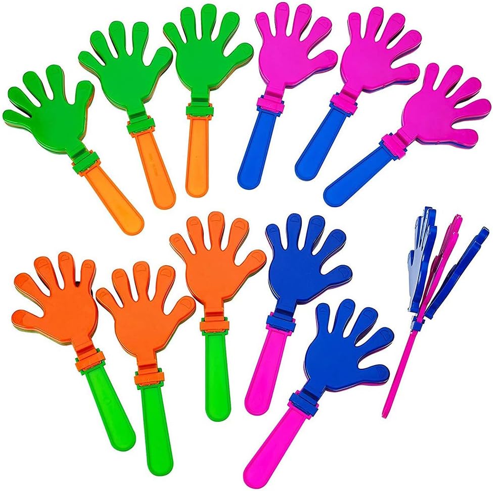ArtCreativity Hand Clappers Noisemakers - Pack of 12-7.5 Inch Assorted Plastic Noisemakers for Sports, Parties, and Concerts - Best Birthday Party Favors and Goodie Bag Fillers for Boys and Girls: Toys & Games