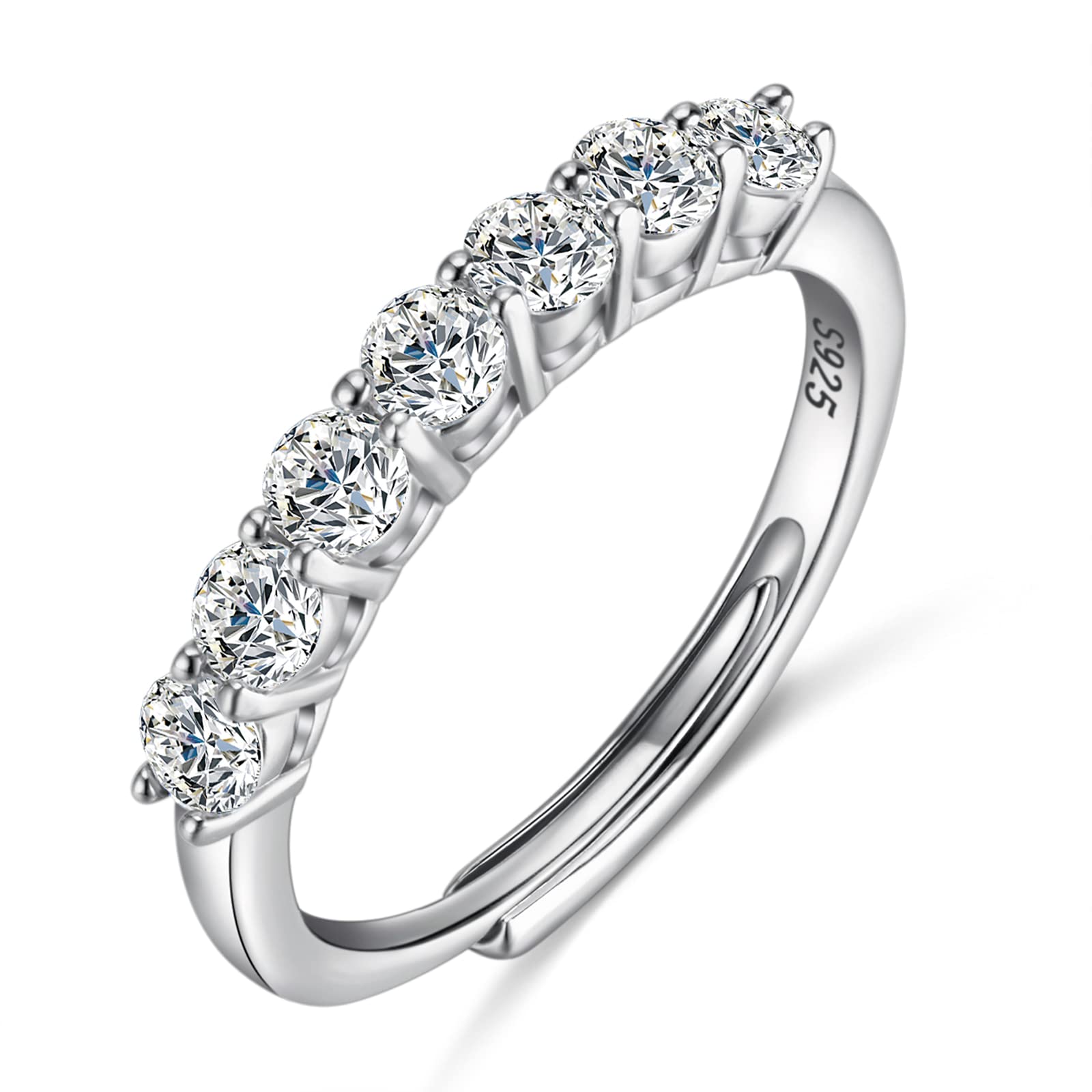 Atylyk Moissanite Engagement banding Ring Adjustable 0.7CT Moissanite 925 Sterling Silver Ladies Wedding Promise Ring for Women