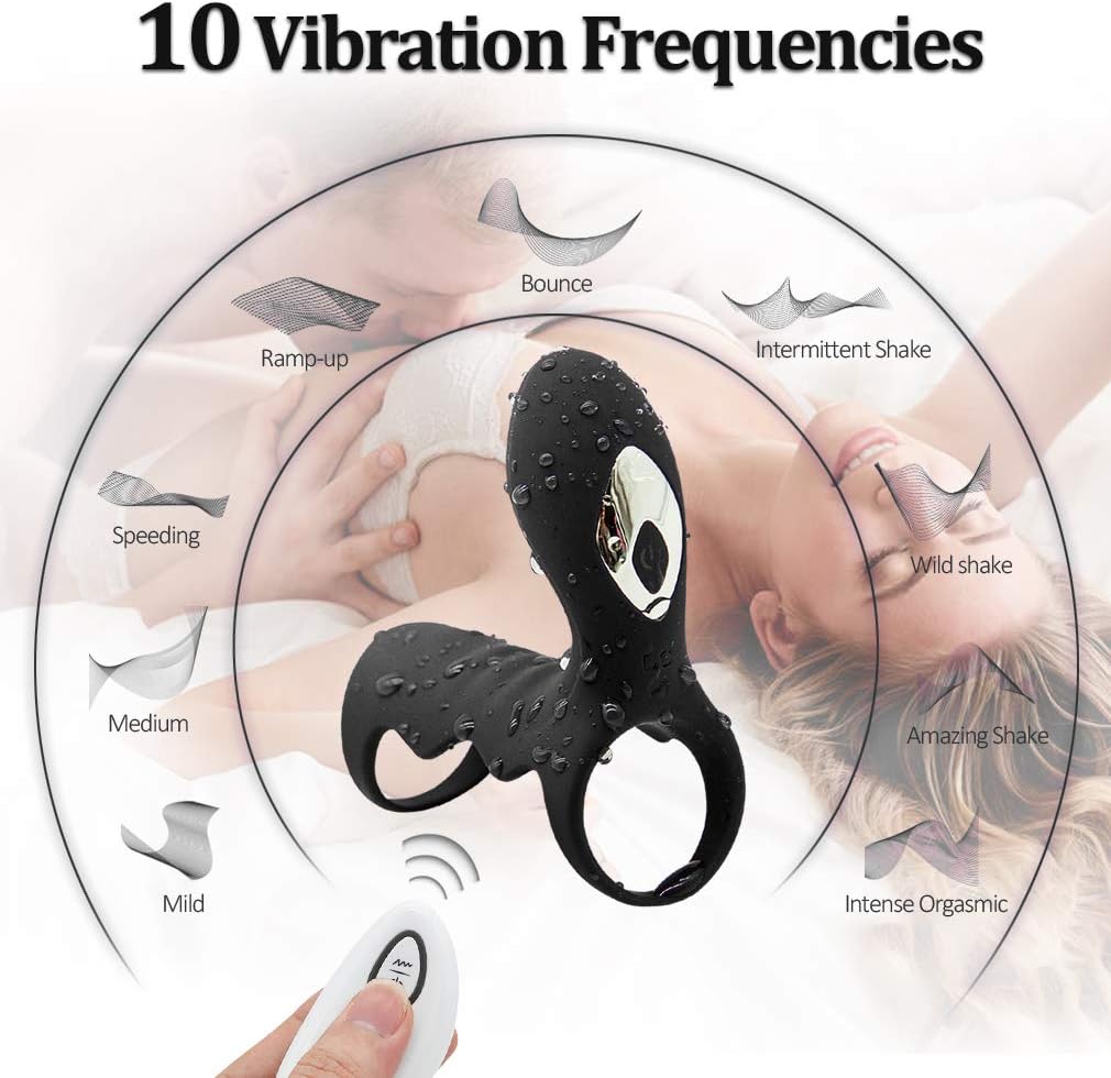 Adjustable Cook Loops Sleeve Ring Men Wearable Time Lapse Long Lasting Ring Remote Rooster Ring Enhanced Electric Vibrate Ring Black