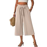 Lepunuo Capri Pants for Women Wide Leg Summer Capris Pant Palazzo Loose Fit Casual Trousers with Pockets 2026 Trendy