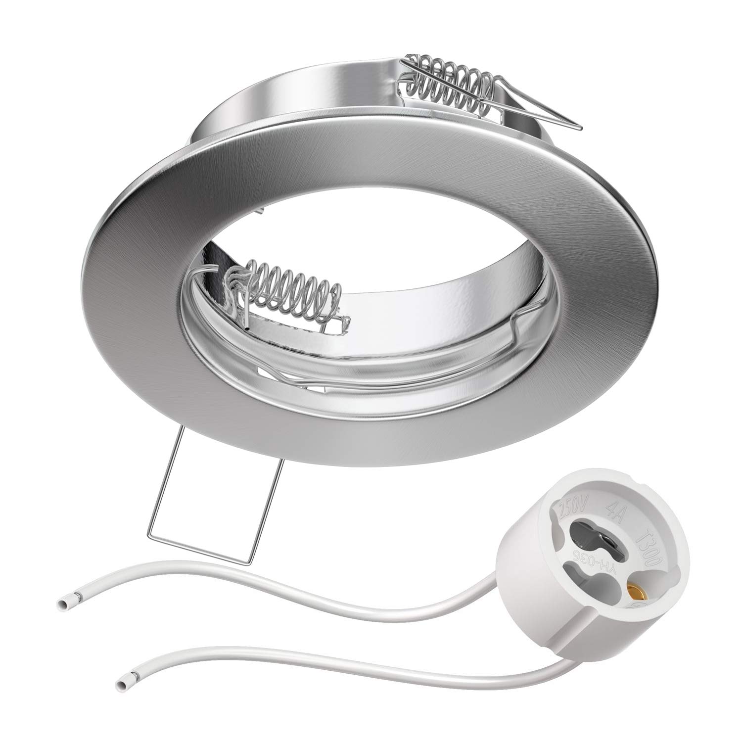 ledscom.de Ceiling mounting Frame Fere Mounting Frame matt Chrome (LED/Halogen/GU10/MR16/PAR16/50mm) incl. GU10 Socket