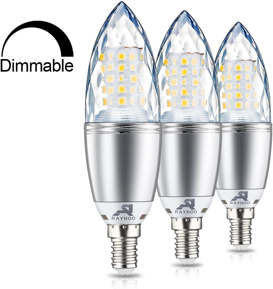 Rayhoo E14 Dimmable LED Light Bulbs, Candelabra LED Bulbs 12W, Incandescent 100W bulb Equivalent, Warm White 3000K, 3 Pack [Energy Class A+]