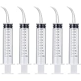 Wisdom Teeth Syringe, 5 Pack Irrigation Dental Syringes with Measure Scale &amp; Curved Tip for Dental Care Liquid Oral Tonsil Stone
