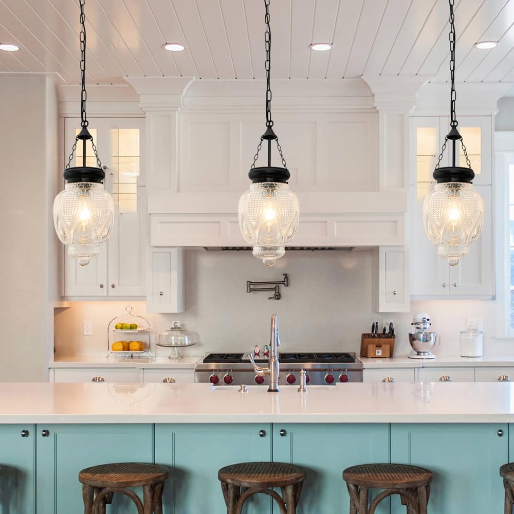 Black Pendant Lights Kitchen Island, Glass Vintage Kitchen Island ...