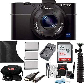 Amazon Com Sony Dsc Rx100m Iii Cyber Shot Digital Camera With Sony Attachment Grip And Dual Battery Accessory Bundle Camera Photo
