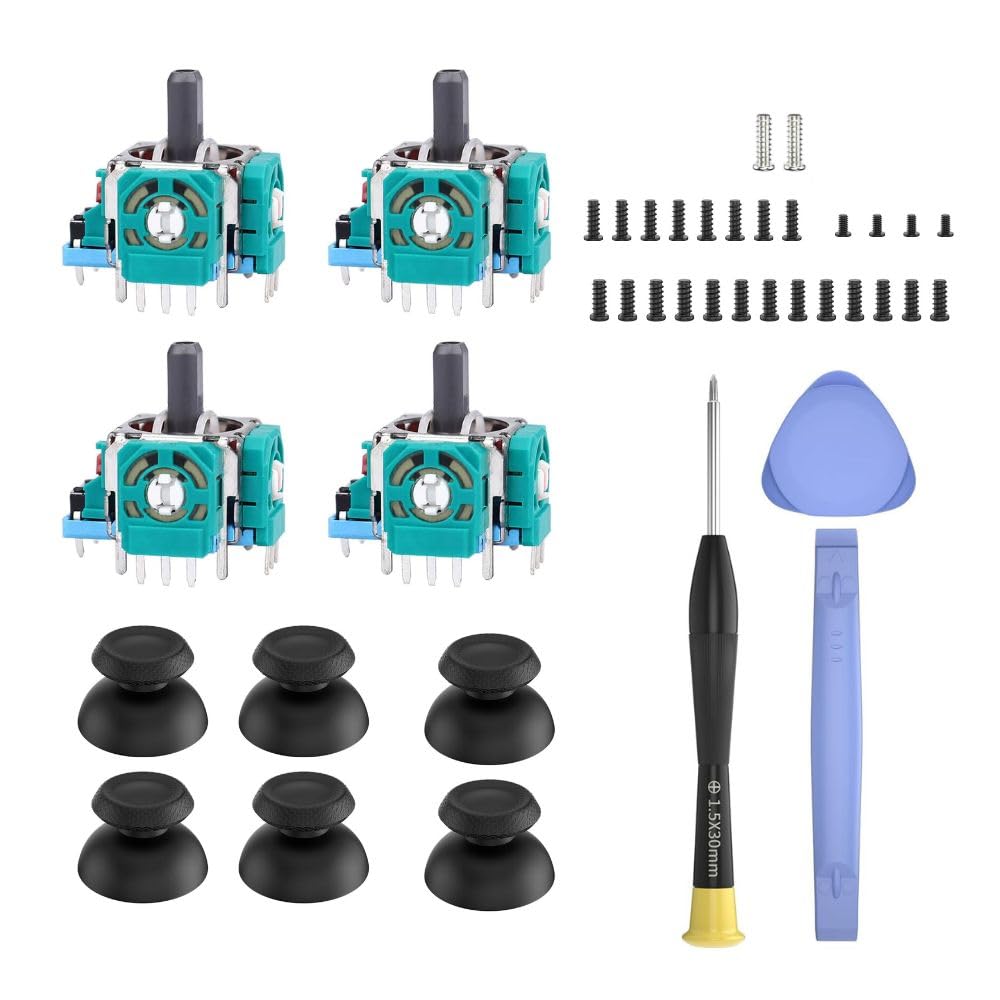 4PCS PS5 Analog Stick Replacement for Sony PlayStation 5 Controller, Joystick Repair Kit, Fix Drift & Enhance Grip with 3D Analog Joysticks, Thumbstick Caps, Tools & Screws