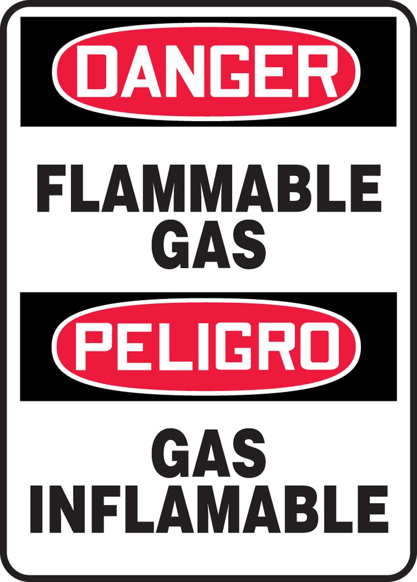 Accuform SBMCHG049XT Spanish Bilingual Legend"DANGER FLAMMABLE GAS/PELIGRO GAS INFLAMABLE" Sign