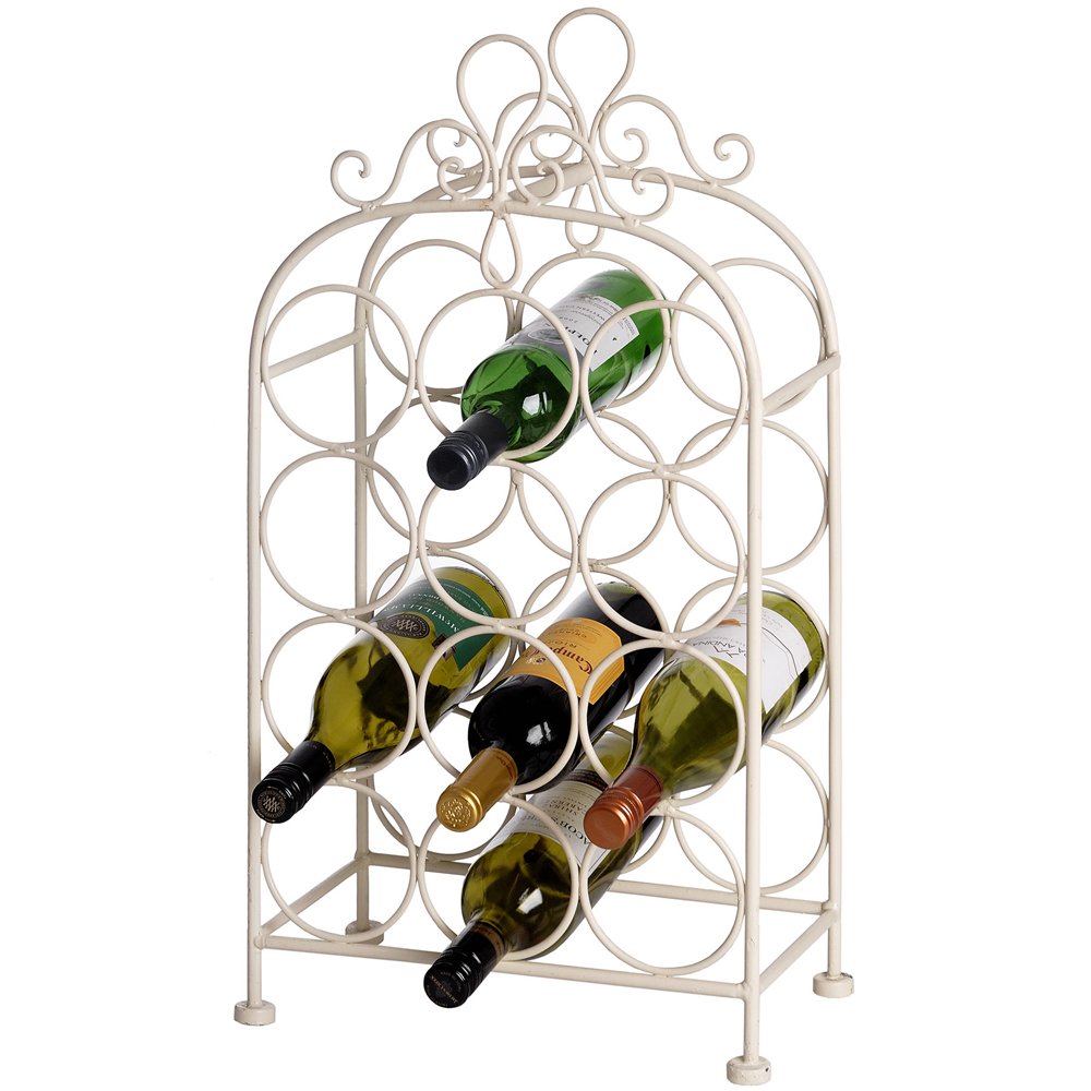 Plonk Metal Ornate 12 Bottle Wine Rack Cream Amazon.co.uk Kitchen
