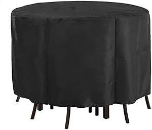 Kingling Patio Furniture Cover, Round Patio Table & Chair Set Cover, Tear-Resistant, Waterproof Outdoor Durable Furniture Cover, Black (72x43in)