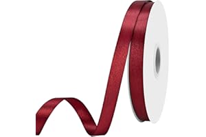 Maclemon Burgundy Double Satin Ribbon 5/8 inches x 100 Yards Solid Colour Ribbon For Gift Wrapping Craft Sewing Hair Accessor