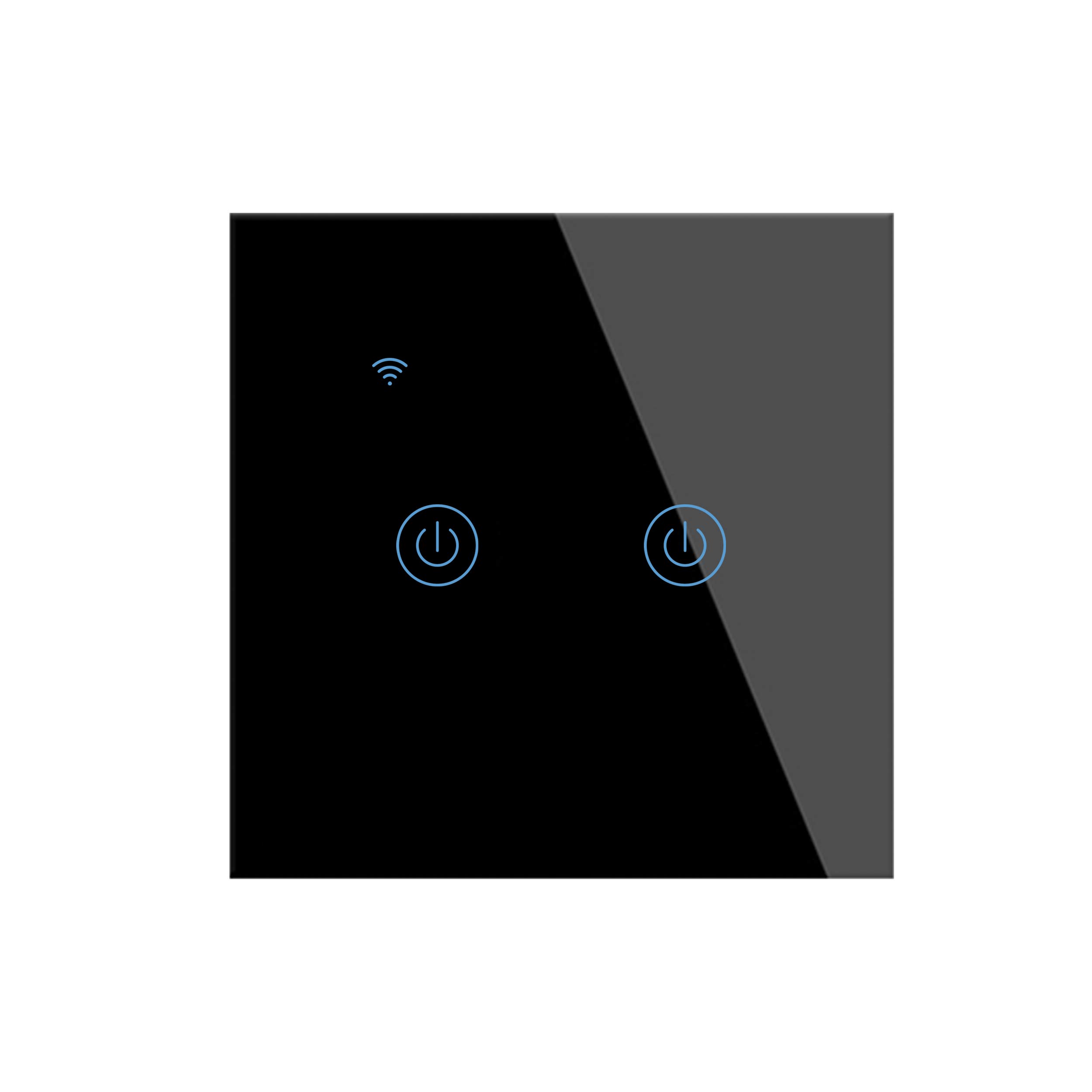 Yagusmart WiFi Smart Wall Light Switch, No Neutral Wire Required, No Hub Required, Compatible with Alexa and Google Home, APP Remote Control, Timing Function, Voice Control(2 gang-black)