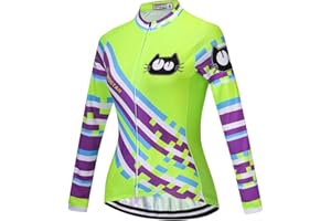 JPOJPO Cycling Jersey Women's Long Sleeve Bike Shirts Bicycle Jacket with 3-Pockets Quick Dry Tops