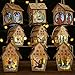 JuguHoovi 3 Pack Christmas Tree Hanging Ornaments, LED Light Wooden Hanging Ornaments for Christmas Holiday, Cute Wood House Christmas Tree Hanging Ornament Decoration