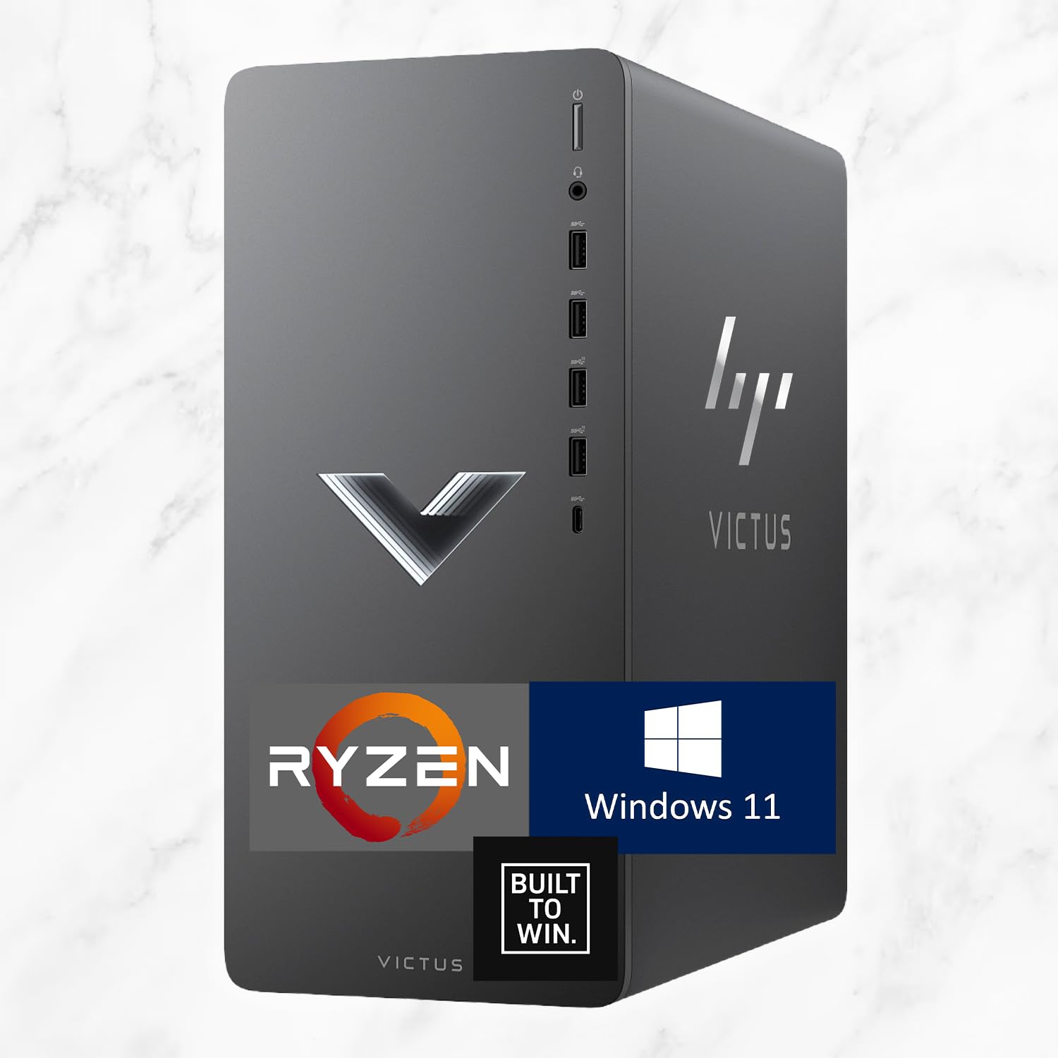 HP Victus 15L Desktop | Gaming PC | AMD Ryzen 7 5700G, 8-Core Processor | 32GB RAM, 1TB SSD | AMD Radeon RX 6400 Graphics (4 GB GDDR6 Dedicated) | WiFi 6, Bluetooth 5.3 | Windows 11 | Mica Silver