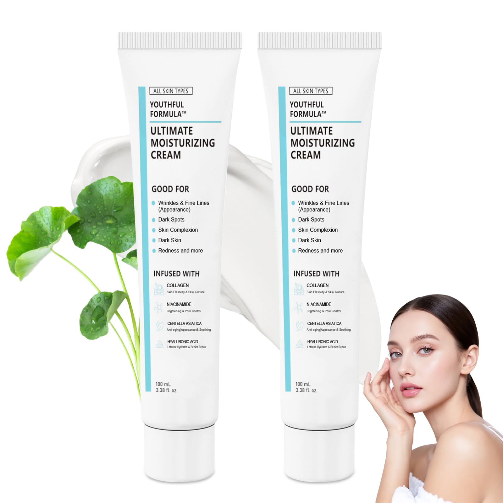 Photo 1 of 2pcs Youthful Moisturizing Cream,Glowage Repair Moisturizer Cream,Centella Moisturizer,Youthful Formula Ultimate Moisturizing,For Lasting Hydration For All Skin Types