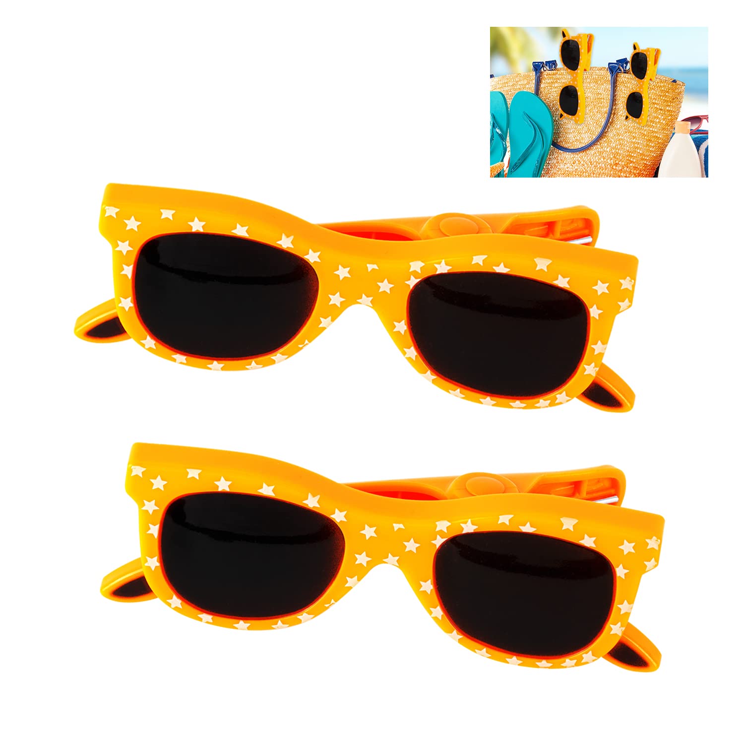 Beach Towel Clip GWAWG 2 PCS Glasses Shaped Durable Quilt Towel Clip Plastic,Novelty Sunbed Beach Pegs,Large Sized Laundry Pegs for Holiday, Beach, Pool