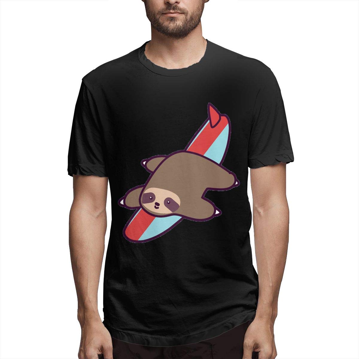 Smooffly Surfing Sloth Comfortable Crew Neck Short Sleeve T Shirt
