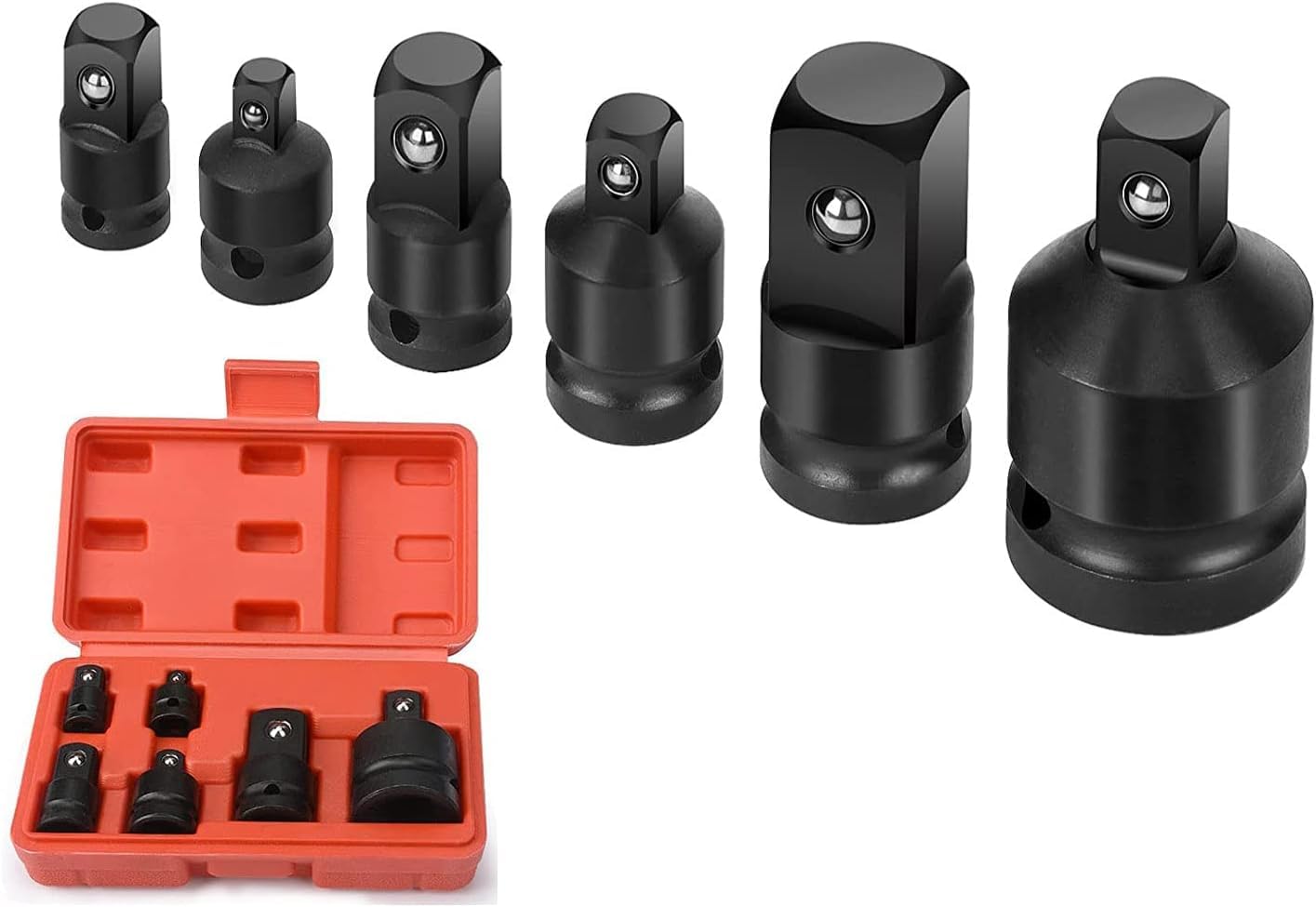 Sukudon Impact Socket Adaptor Set, Socket Wrench Adapters, 6 Pcs Reducer Adapter for Converter Set 1/4" 3/8" 1/2" 3/4"