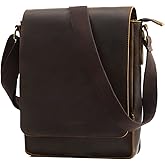 Leathario Crossbody Bag for Men Genuine Leather Small Messenger Shoulder Purse Side Vintage Satchel for Work Travel Daily