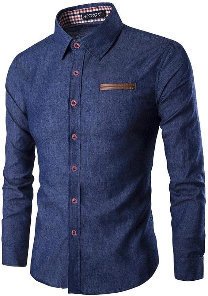 Men's Denim Shirt Fashion Regular Fit Denim Leisure Shirt with Clothing